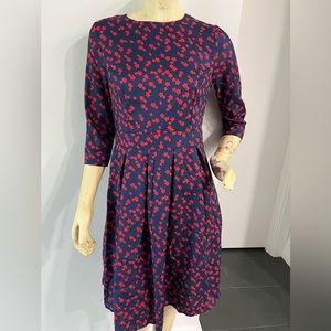 Navy Red Flower Dress! Size M